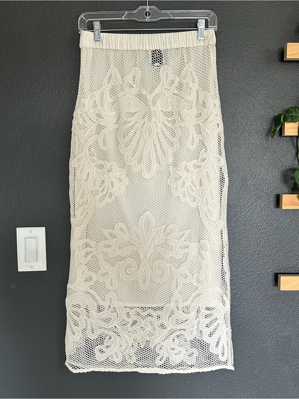 MISA Los Angeles Lace Midi Skirt w/ Detachable Liner Ivory Boho Sz S NWT - Picture 7 of 7
